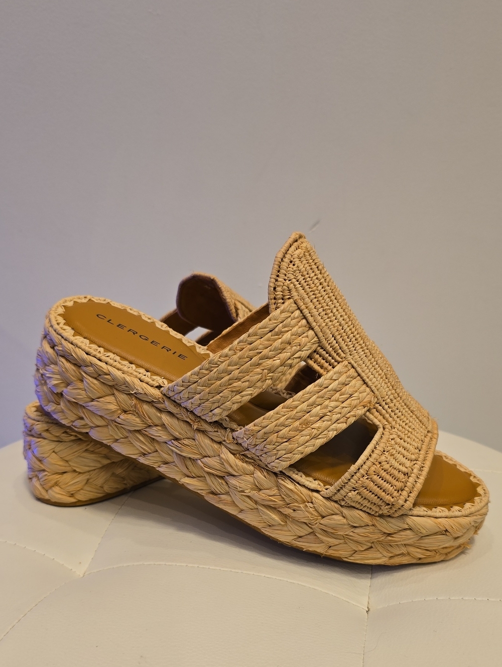 Clergerie Aralia Woven Platform Slides Sandals Shoes BRAIDED Rattan NEW 9 39 - Picture 9 of 9